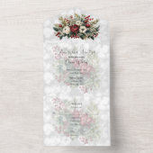 クリスマスフローラ結婚の緑 オールインワン招待状 (内側)