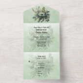 クリスマスフローラ結婚の緑 オールインワン招待状 (内側)