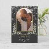 クリスマスフローラ緑の金ゴールドアーチ写真 シーズンカード (スタンド正面)