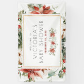 クリスマスフローラ緑 |赤ちゃんシャワーへようこそ 横断幕 (縦)