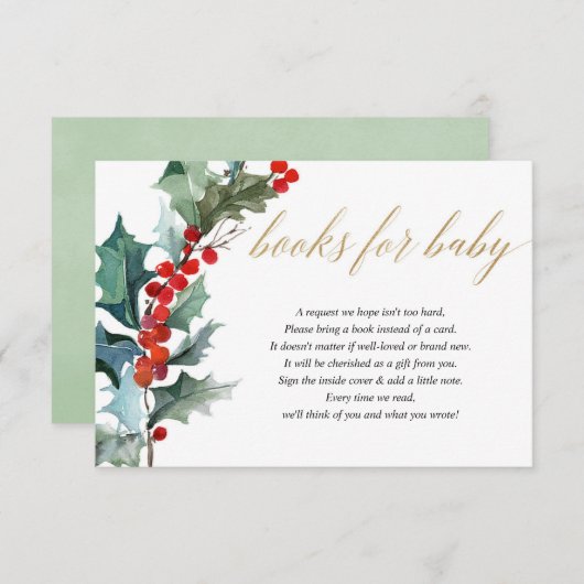 クリスマスフローラ赤い緑の金ゴールドブックリクエストenclo エンクロージャーカード (正面/裏面)