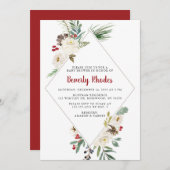 クリスマスフローラ赤ちゃんシャワー 招待状 (正面/裏面)