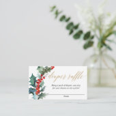 クリスマスフローラ赤グリーン金ゴールドおむつラッフル エンクロージャーカード (スタンド正面)