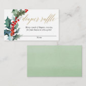 クリスマスフローラ赤グリーン金ゴールドおむつラッフル エンクロージャーカード (正面/裏面)