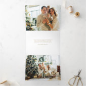 クリスマスフローラ金ゴールドうれしそうな数々の文字 – 写真 三つ折りクリスマスカード (内部)