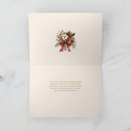 クリスマスフローラ金ゴールドうれしそうな文字2 – 写真 シーズンカード (内部)