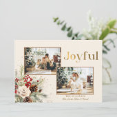 クリスマスフローラ金ゴールドうれしそうな文字2 – 写真 シーズンカード (スタンド正面)