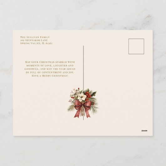 クリスマスフローラ金ゴールドうれしそうな文字2 – 写真 シーズンポストカード (裏面)