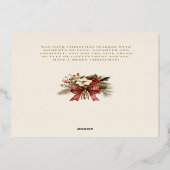 クリスマスフローラ金ゴールドうれしそうな文字2 – 写真 箔シーズンカード (裏面)