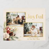 クリスマスフローラ金ゴールドうれしそうな文字2 – 写真 箔シーズンポストカード (正面)