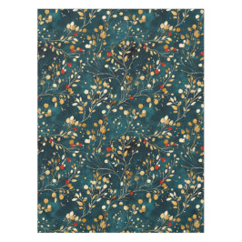 クリスマスフローラ金ゴールド、白と赤い果実 テーブルクロス