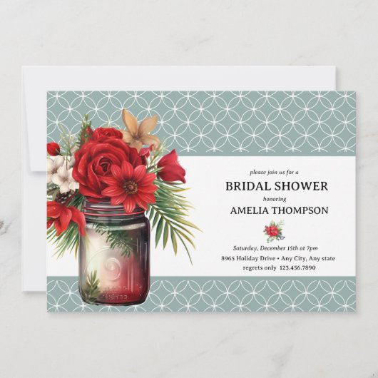 クリスマスフローラ |クリスマスブライダルシャワー 招待状 (正面)