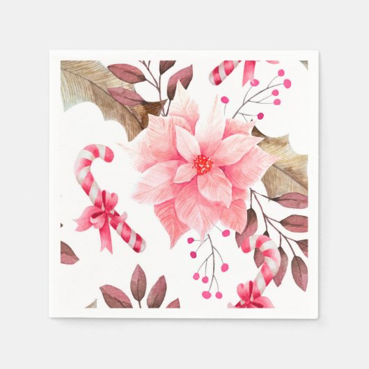 クリスマスフローラ スタンダードカクテルナプキン (正面)