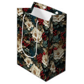 クリスマスフローラ（白い花と緑） ミディアムペーパーバッグ (正面アングル)