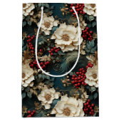 クリスマスフローラ（白い花と緑） ミディアムペーパーバッグ (正面)