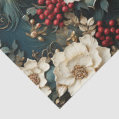 クリスマスフローラ（白い花と緑） 薄葉紙 (詳細)