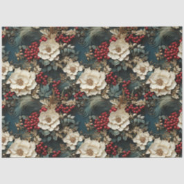 クリスマスフローラ（白い花と緑） 薄葉紙