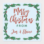 クリスマスフードギフトラベル縁どホリー ラベル (デザイン1)