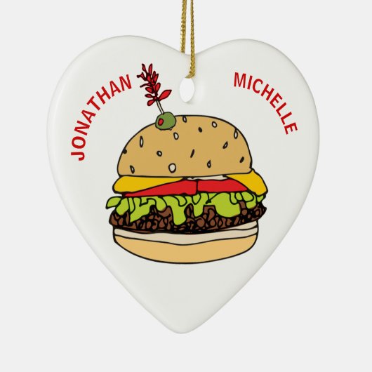 クリスマスフードバーガーのカップル名 セラミックオーナメント (右)