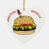 クリスマスフードバーガーのカップル名 セラミックオーナメント (裏面)