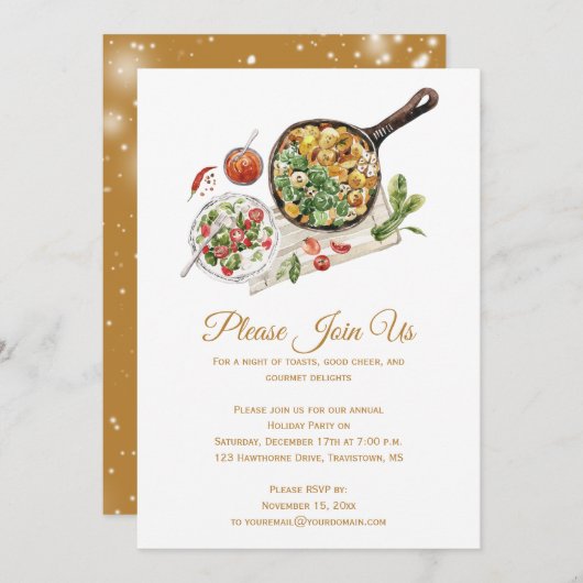 クリスマスフード表示パーティの招待状 招待状 (正面/裏面)