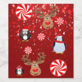 クリスマスフード飲料ラベルセットペンギン ワインラベル (シングルラベル)