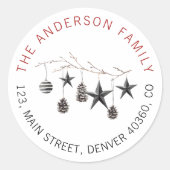 クリスマスブエレガントランチオーナメントの住所 ラウンドシール (正面)