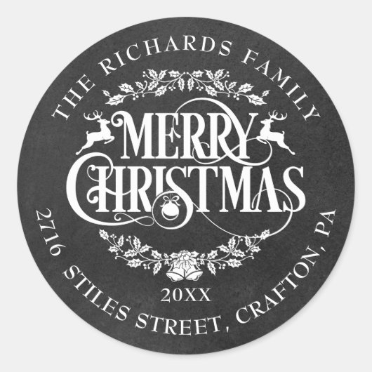 クリスマスブギーボードリターンアドレス ラウンドシール (正面)