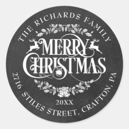 クリスマスブギーボードリターンアドレス ラウンドシール