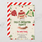 クリスマスブスセーターパーティの招待状 招待状 (正面/裏面)
