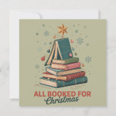 クリスマスブックツリー教師ギフト 予約でいっぱい シーズンカード (正面)