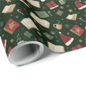クリスマスブックラッ伝統的ピング紙 ラッピングペーパー (ロールコーナー)
