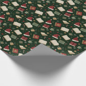 クリスマスブックラッ伝統的ピング紙 ラッピングペーパー (角)