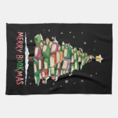 クリスマスブックラバーツリーライブラリアンメリーブックマス キッチンタオル (横)