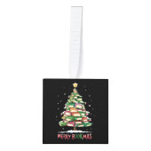 クリスマスブックラバーツリーライブラリアンメリーブックマス キューブオーナメント (正面)