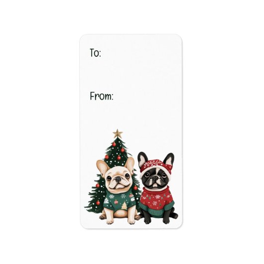 クリスマスブフランスのルドッグ ラベル (正面)