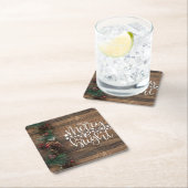 クリスマスブメリーライト素朴カントリー材 スクエアペーパーコースター (インサイチュ)