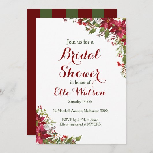 クリスマスブライダルシャワーへの招待 招待状 (正面/裏面)