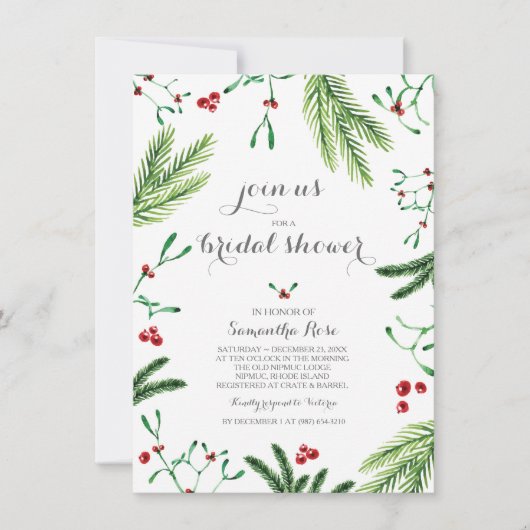 クリスマスブライダルシャワーへの招待 招待状 (正面)