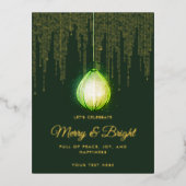 クリスマスブライダルシャワーカップルのディナーウェディングパーティー 箔招待状ポストカード (正面)