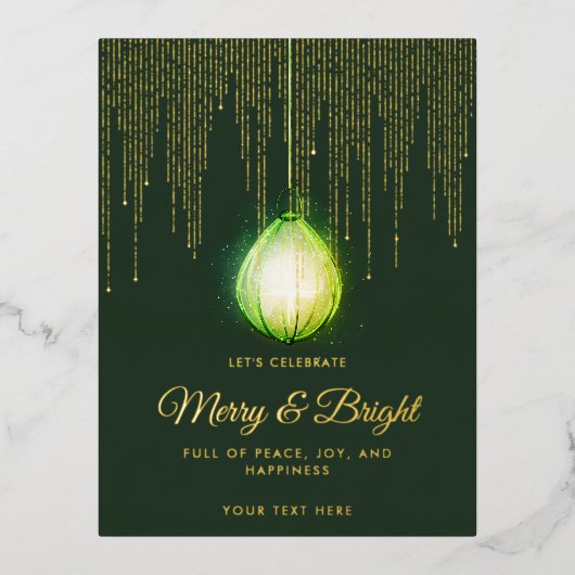 クリスマスブライダルシャワーカップルのディナーウェディングパーティー 箔招待状ポストカード (正面)