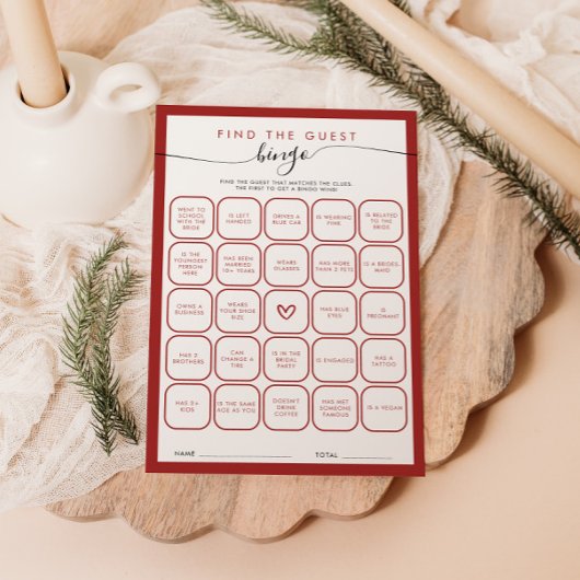 クリスマスブライダルシャワービンゴカード 招待状