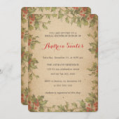 クリスマスブライダルシャワーホリデーテーマ素朴 招待状 (正面/裏面)