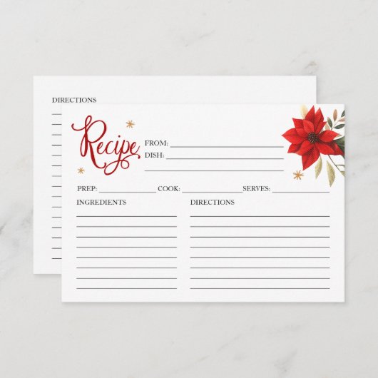 クリスマスブライダルシャワーレシピカード (正面/裏面)