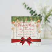 クリスマスブライダルシャワー金ゴールドデコ&リボン 招待状 (スタンド正面)