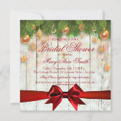 クリスマスブライダルシャワー金ゴールドデコ&リボン 招待状 (正面)