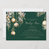 クリスマスブライダルシャワー – ダークグリーン&エレガントB 招待状 (正面)