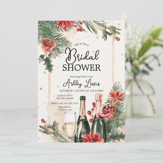 クリスマスブライダルシャワー、ブランチと泡立ち 招待状 (スタンド正面)