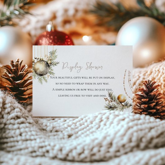 クリスマスブライダル表示カード | ホリーとオーナメント エンクロージャーカード