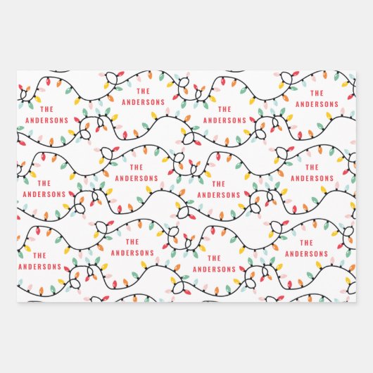 クリスマスブライトカラフルモダンおもしろいグリーンホリデー ラッピングペーパーシート (正面3)